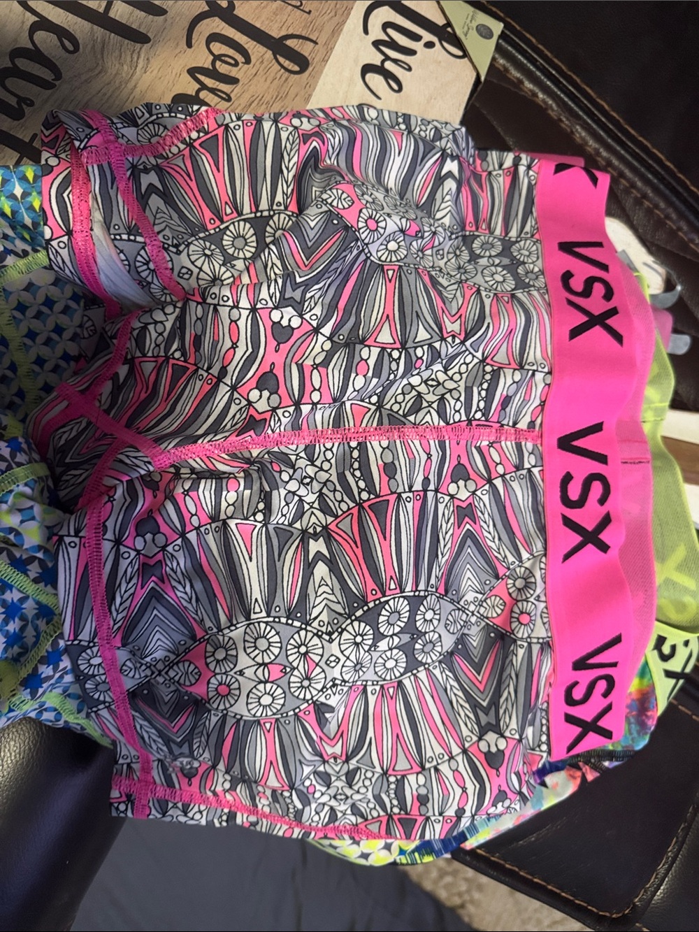 Victoria's Secret Pink and Gray Geometric Bike Shorts